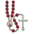  MAROON ROUND MARBLE FINISHED BEAD ROSARY (10 PC) 